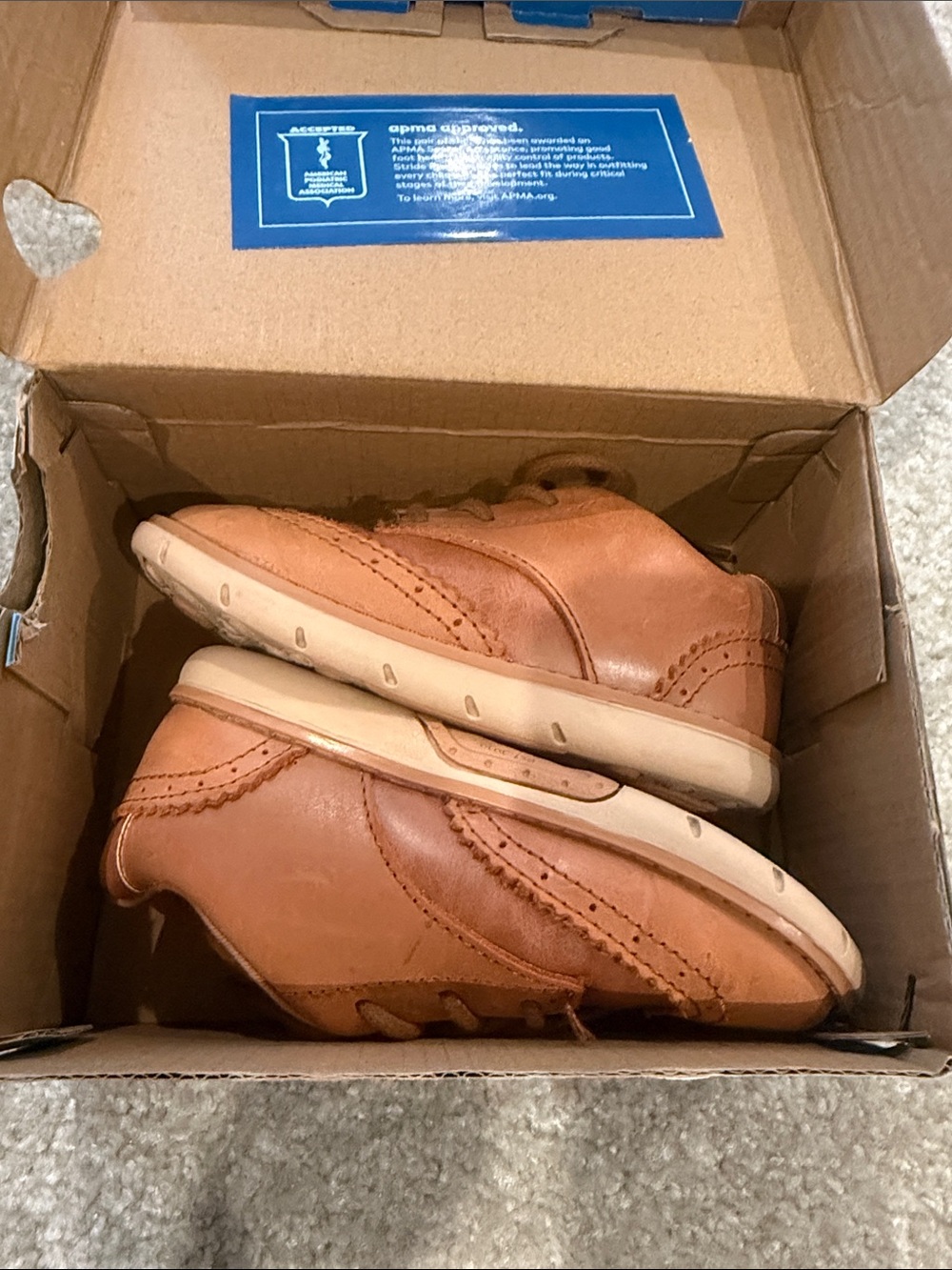 Stride Rite Tan Leather Oxford Derbys with Cream Soles